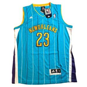 NWT Adidas Anthony Davis New Orleans Hornets #23 Jersey Blue Yellow Men's Size S